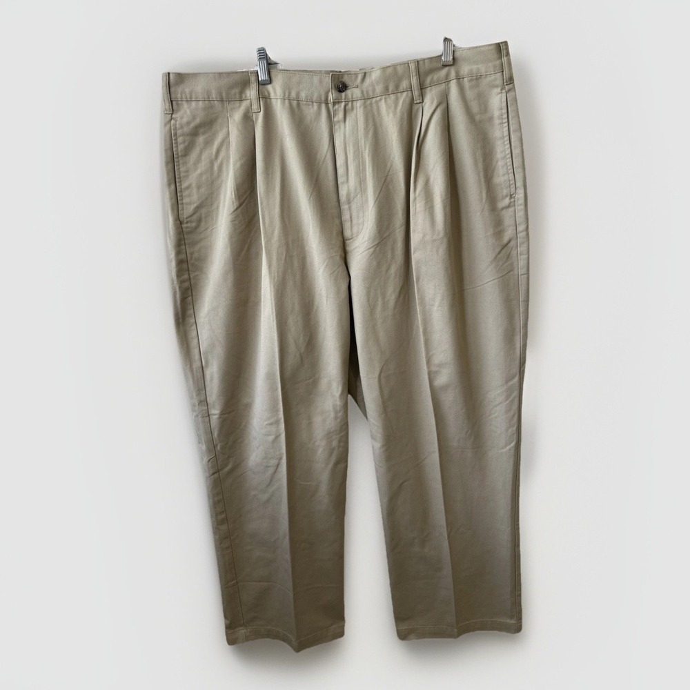 NWT Ivy Crew Pants Men's 42x30 TAN EASY CARE PANT Pleated Front Comfort Waist - Picture 1 of 7